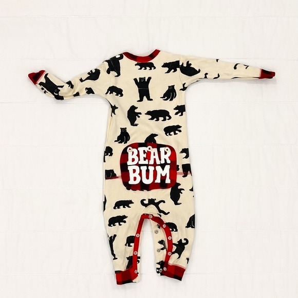 Little Blue house Bear Print One Piece Pajama - Black and Red - Picture 6 of 6